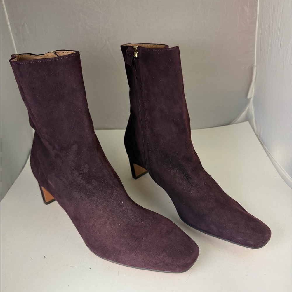 J. Jill Celina Suede Ankle Bootie Boots Maroon Dark Fig Size 10 NEW